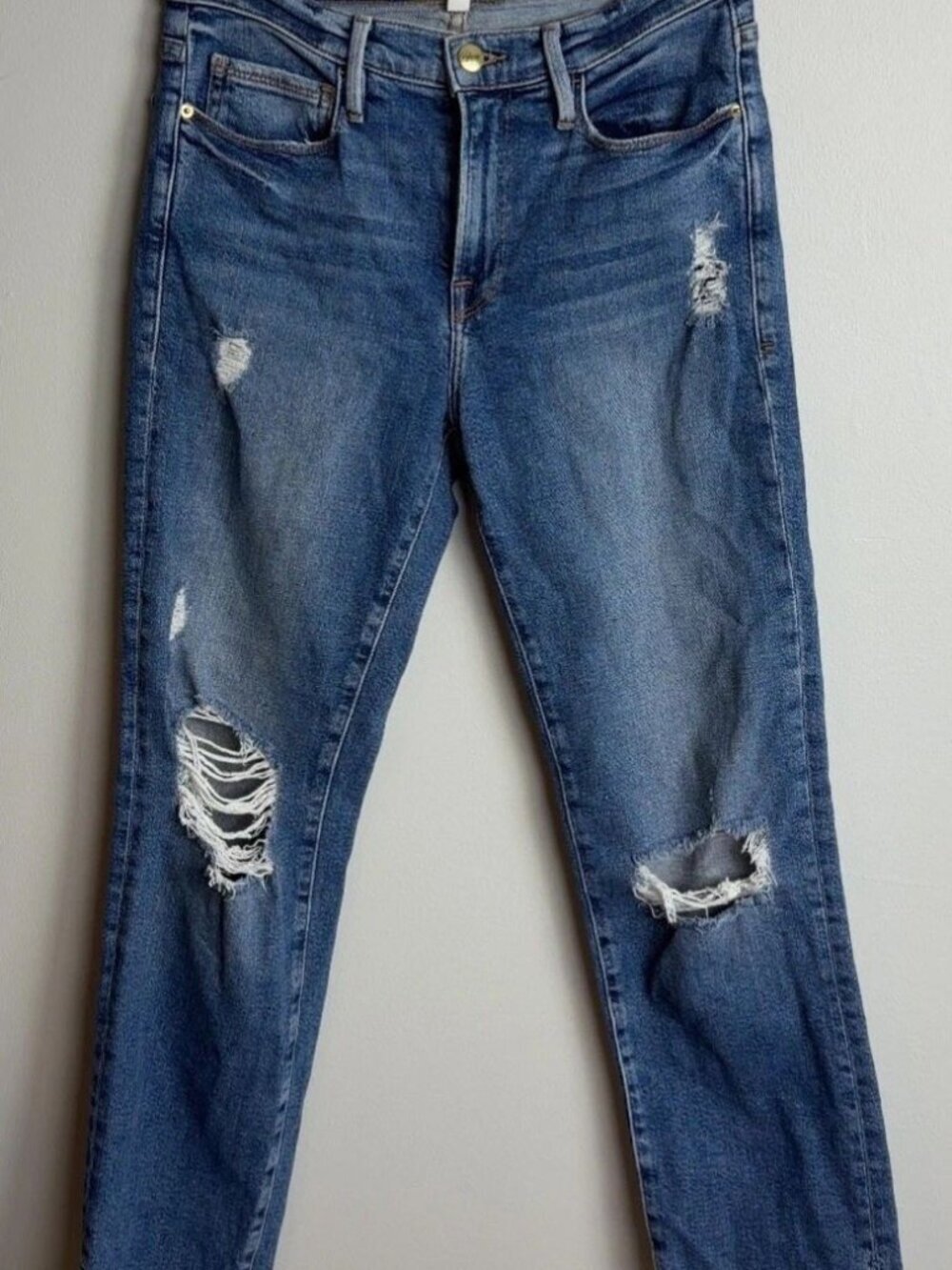 Frame Denim Le Nouveau Straight Jeans Size 27 Distressed Raw Hem Women’s